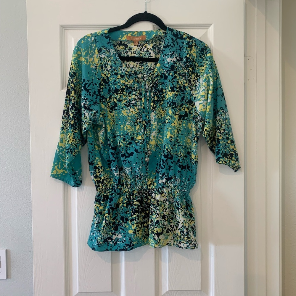 Ellen Tracy abstract geometric top Small